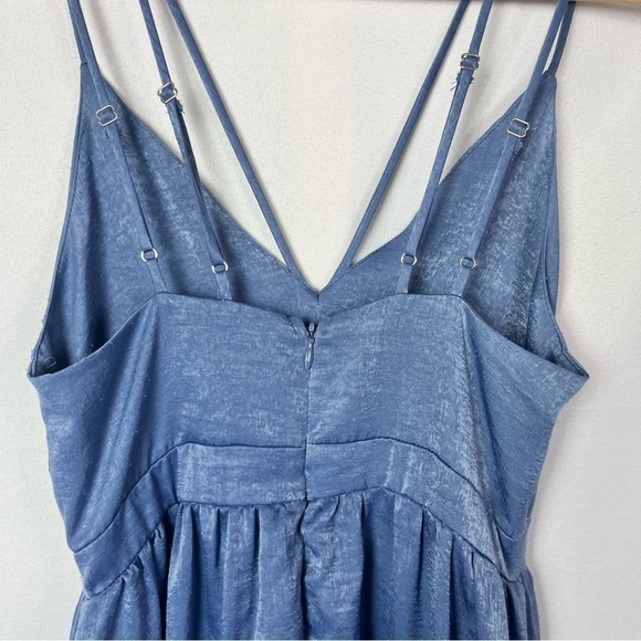 The Vanity Room Blue Cross Back Satin Slip Maxi Gown Dress XS - Picture 4 of 4